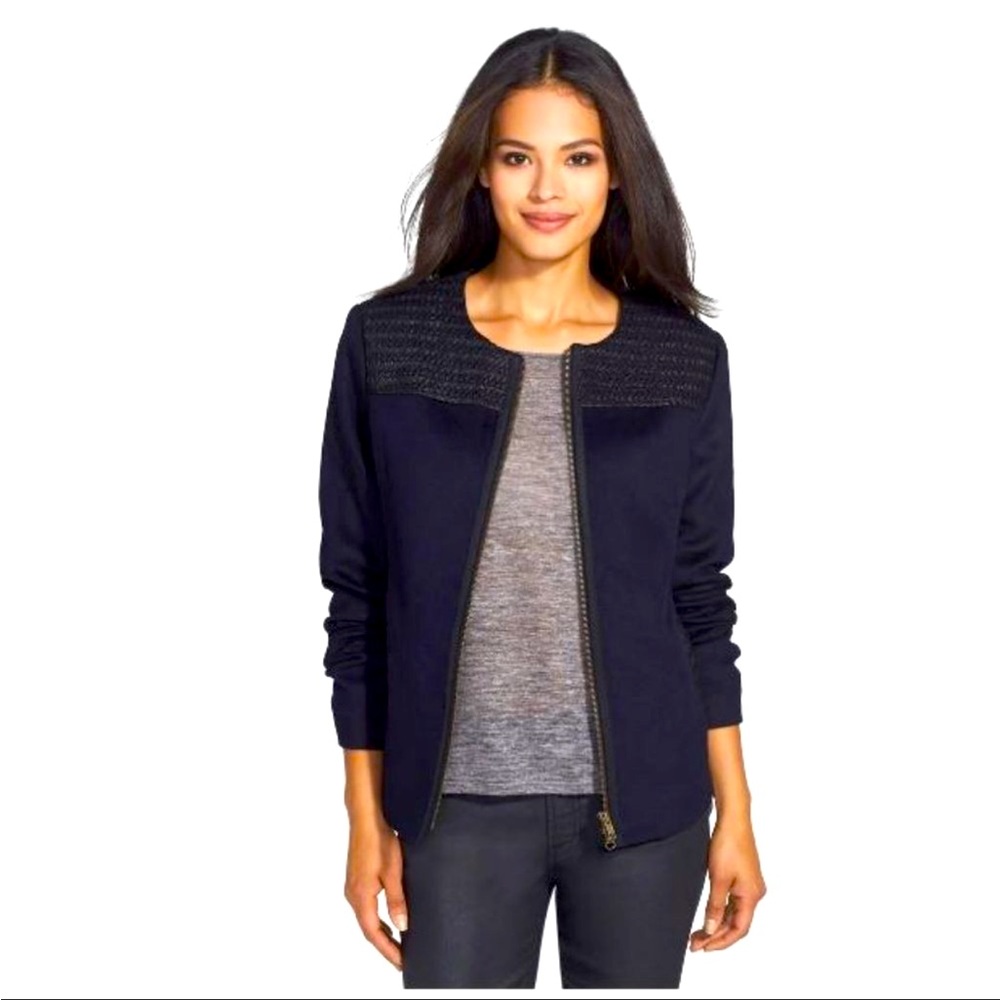 EILEEN FISHER Virgin Wool Silk Lined Double Zip Jacket size Large